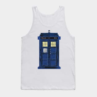 Blue Police Public Call Box - Exclusive UK Time Travel 1 Tank Top
